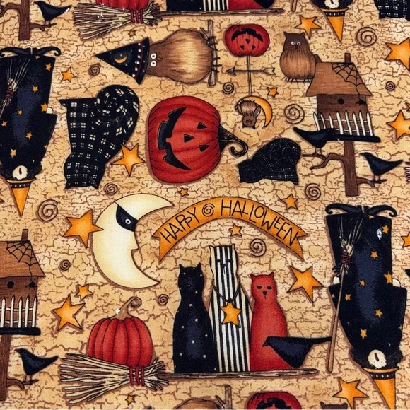 Halloween Themed Oval Placemat Lace Trim Witch pumpkin cat orange fall decor 3 - Picture 2 of 7